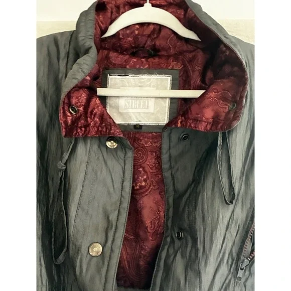 VTG Fleet Street Womens Long Trench Coat Gray Thermolite Paisley Lined Size 10 - Picture 11 of 16